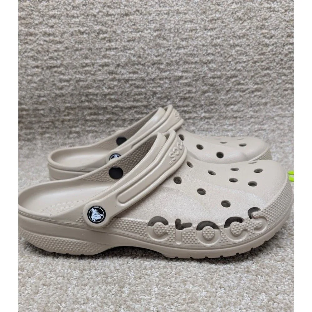 Crocs 10126-2V3 Unisex Flat Heel Beige Closed Toe Slip-On Clog Shoes Size W11/M9